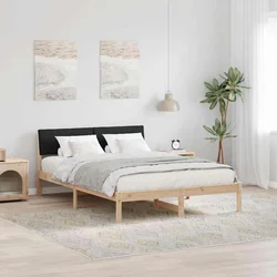Okvir kreveta Smeđa i crna 135 x 190 cm Masivna borovina