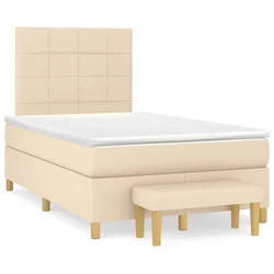 VIDAXL Box spring postelja z vzmetnico krem 120x190 cm blago
