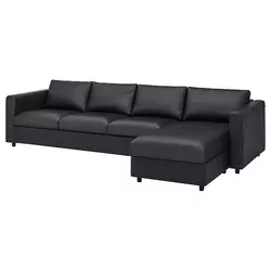 VIMLE Sofa 4-sed, s lenjivcem/Grann/Bomstad crna