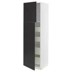 METOD / MAXIMERA Vis.el. s 2 vrata/4 fioke, bela/Nickebo boja antracita, mat, 60x60x200 cm