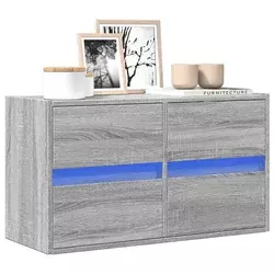 Zidni TV ormarić s LED svjetlima siva boja hrasta 80x31x45 cm