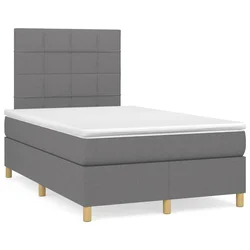 vidaXL Box spring postelja z vzmetnico LED temno siva 120x190 cm blago