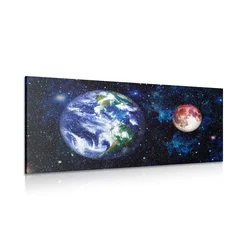 Slika planet Zemlja in rdeči mesec - 80x40