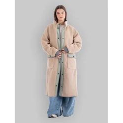 Hurley Long High Pile Comfort Button Jacket bone