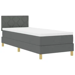 Vidaxl LED Box Spring Postelja z blazino Temno siva 80 x 200 cm blago