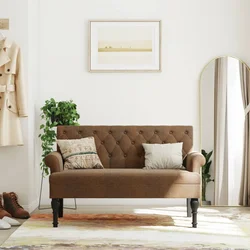 Klupa s naslonom smeđa 120 x 62 x 75,5 cm umjetna brušena koža
