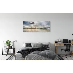 tulup.si Slika na steklu Oblaki letal 140x70 cm 4 obešalnika