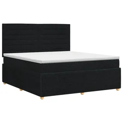 vidaXL Postelja boxspring z vzmetnico Črna 140 x 190 cm Blago