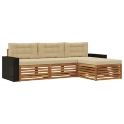 Set vanjskih sofa s jastukom 4 pcs Prirodna i bež Poliester