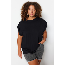 Trendyol Curve Black Crew Neck Basic Knitted Blouse
