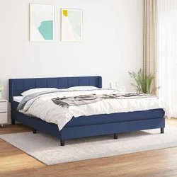 shumee Box spring postelja z vzmetnico modra 180x200 cm blago