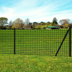 VIDAXL komplet ograje in stebričkov (25x1.5m), siv