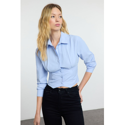 Trendyol Blue Waist Fitted Pattern Shirt