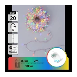 Aigostar - LED božićna girlanda 20xLED/3xAA 2,3m višebojna