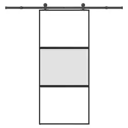 Klizna vrata s priborom 90 x 205 cm kaljeno staklo i aluminij