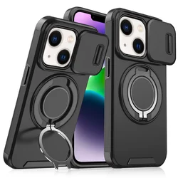 Maska za mobilni telefon iPhone 14 CAMSHIELD RING STAND, Crna