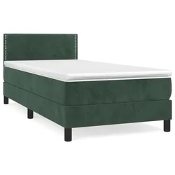 Vidaxl Box spring postelja z vzmetnico temno zelena 100x200 cm žamet