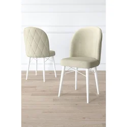 Hanah Home set trpezarijskih stolica Bika 8 kom, krem tkanina Babyface, bele drvene noge
