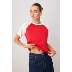 Trendyol Majica rdeča/bela
