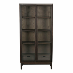 Rjava vitrina v hrastovem dekorju z drsnimi vrati 100x203 cm Hazelton – Rowico