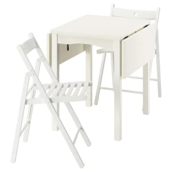 HAUGA / FRÖSVI Sto i 2 sklopive stolice, bela/bela, 55/82/109x74 cm