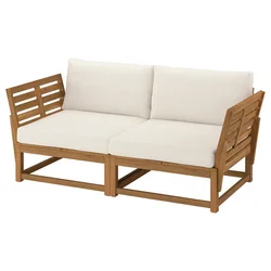 NÄMMARÖ Modularna sofa dvosed, napolju rukohvati/svetlosmeđe bajcovano Frösön/Duvholmen bež, 183 cm