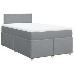 Vidaxl Box spring postelja z vzmetnico svetlo siva 120x200 cm blago