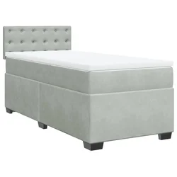 Vidaxl Box spring postelja z vzmetnico svetlo siv 90x190 cm žamet