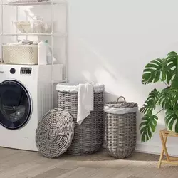 Kanta za rublje s poklopcem 2 pcs Kubu siva Kubu Ratan