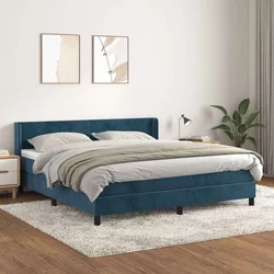 shumee Box spring postelja z vzmetnico temno modra 180x200 cm žamet