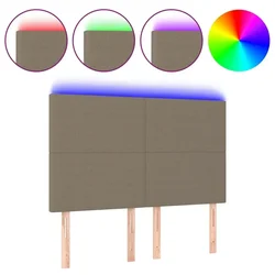 Vidaxl LED posteljno vzglavje taupe 144x5x118/128 cm blago