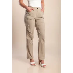 Plus size hlače z elastiko v pasu, bež