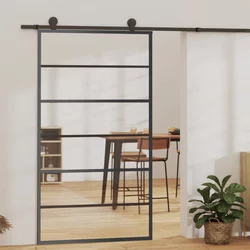 Klizna vrata od stakla ESG i aluminija 102 x 205 cm crna