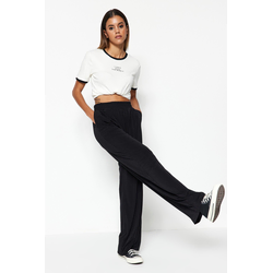 Trendyol Black Wide Leg/Casual Fit High Waist Flexible Knitted Pants