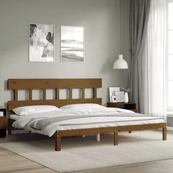 Okvir kreveta s uzglavljem boja meda 200x200cm od masivnog drva
