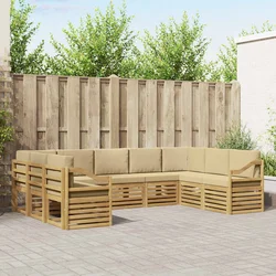 Sekcijska garnitura 9 pcs Bijela i bež 304 x 185,5 x 73 cm