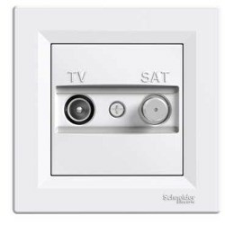 Schneider Vtičnica za anteno Asfora TV-SAT, 1 dB, bela, z okvirjem, EPH3400121