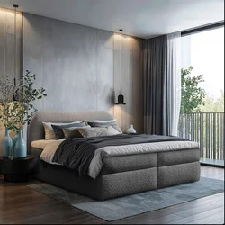 Chameo POSTELJA Z VZMETNICO 160 cm x 200 cm , tekstil temno siva