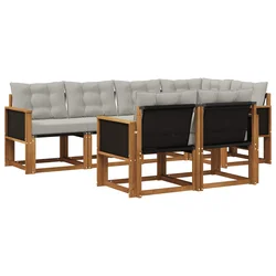 Set vanjskih sofa s jastukom 7 pcs Prirodna i svjetlosiva