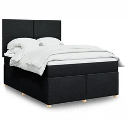 vidaXL Box spring postelja z vzmetnico črna 140x200 cm blago