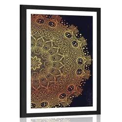 Plakat s paspartujem zlata orientalska Mandala - 20x30 black