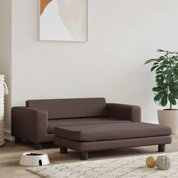 Vidaxl vidaXL Pasja postelja s stransko mizico, rjava, 100x50x30 cm, umetno usnje