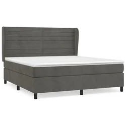 Vidaxl Box spring postelja z vzmetnico temno siva 180x200 cm žamet