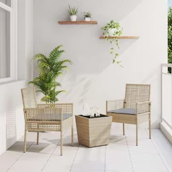 Bistro set za vrt 3 pcs Bež poliratan