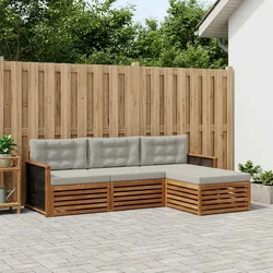 Set vanjskih sofa Prirodna i svjetlosiva 249 x 162,5 x 73 cm