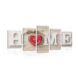 5-delna slika z napisom Home - 150x75