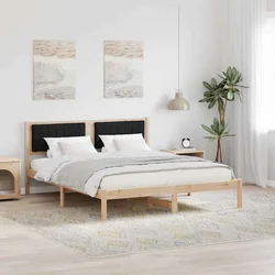 Krevetni okvir s tapiciranim uzglavljem Crna 150 x 200 cm