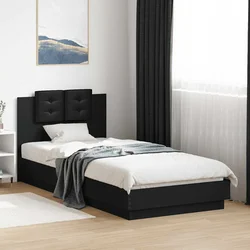 Okvir kreveta s uzglavljem crni 90 x 200 cm konstruirano drvo