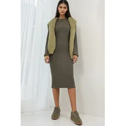 Trend Alacati Stili Ženska haljina Alc-X14774, Kaki