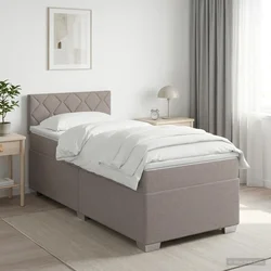 vidaXL Postelja boxspring z vzmetnico Taupe 90 x 200 cm Blago